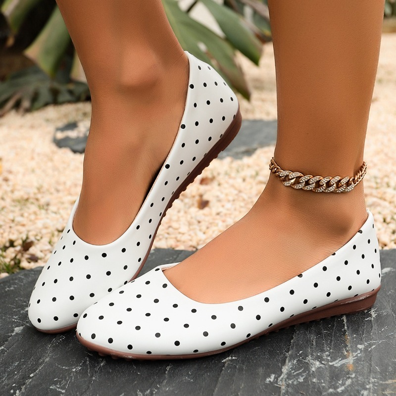 Women Shoes Wedges - Chaussures plates pour femmes, à pois