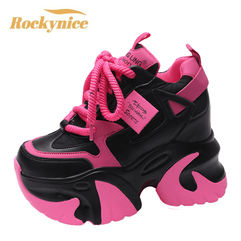 Platform Sneakers Chunky - Chaussures en cuir décontractées à plateforme
