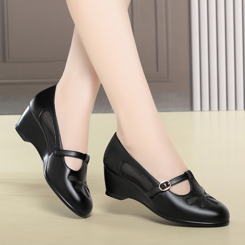 Women Shoes Wedges - Chaussures d'été compensées en maille ajourée