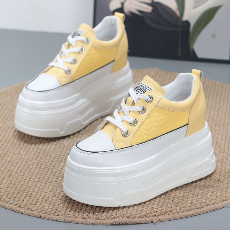 Platform Sneakers Chunky - Nouvelles baskets compensées vulcanisées en cuir