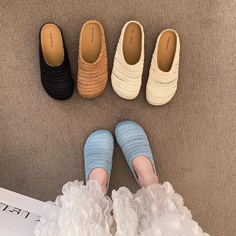 Women Shoes Mules - Mules en raphia tressé pour femme