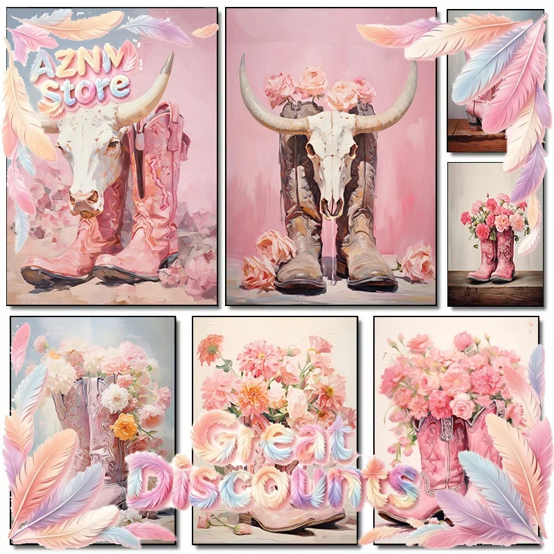 Western Cowgirl Boot - Affiches et impressions sur toile de