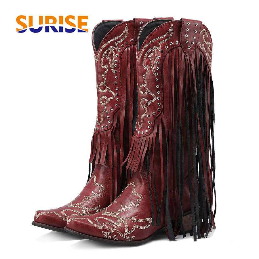 Western Cowgirl Boot - Bottes de cowboy mi-mollet pour femmes,