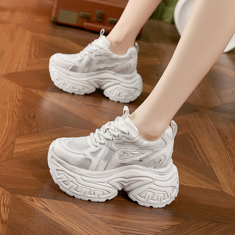 Platform Sneakers Chunky - Baskets compensées tendance pour femme, respirantes