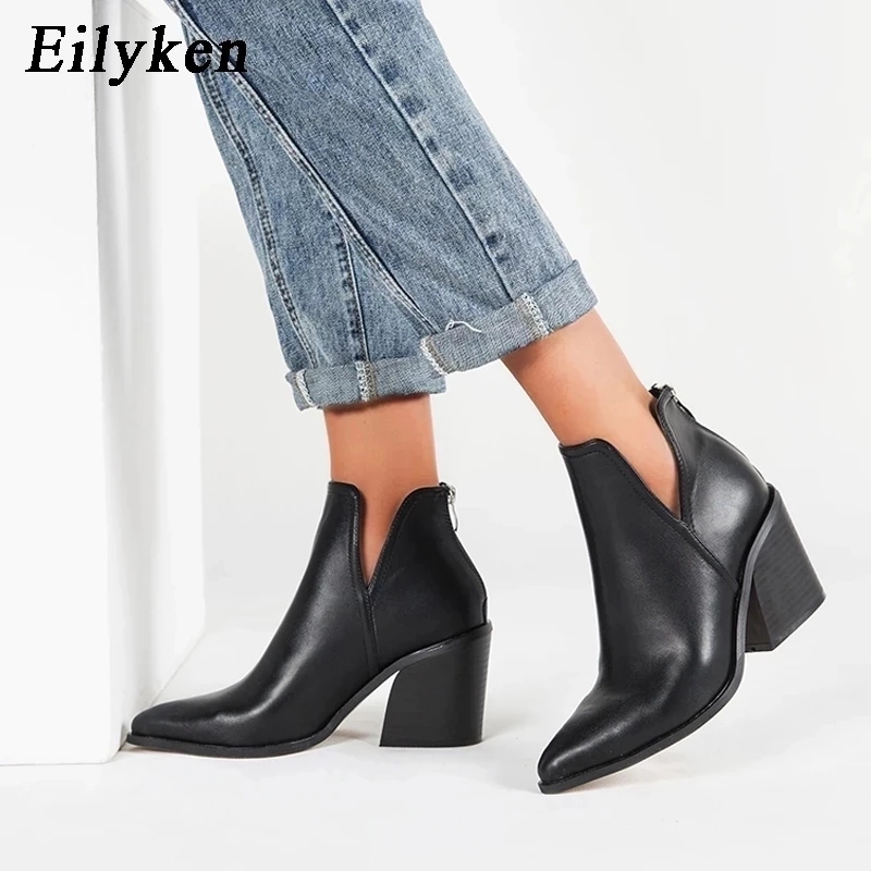 Western Cowgirl Boot - Eilyken Bottines Western Décontractées Automne Hiver
