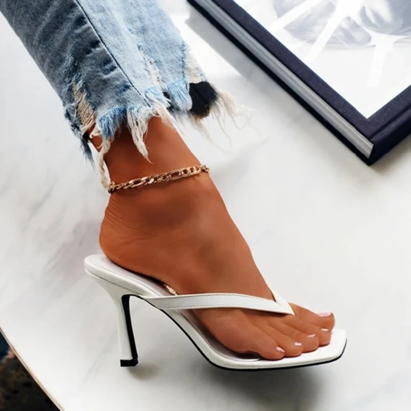 Tongs à talons hauts noirs pou - Women Shoes Mules avis et prix