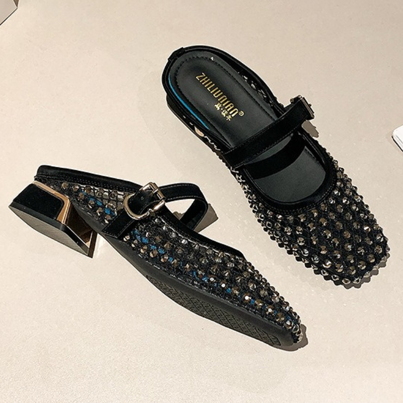 Maille strass talon épais Mule - Women Shoes Mules avis et prix